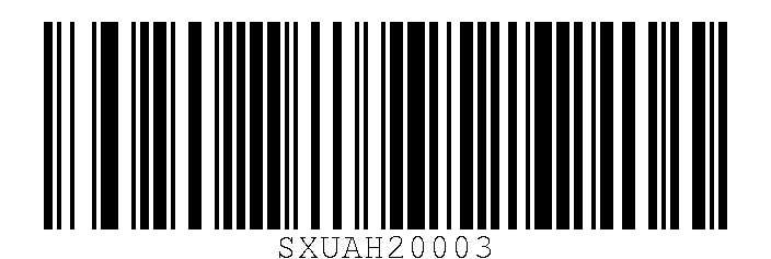 Code 128 programming barcode encoding FNC3 + SXUAH20003, which reverts the DS4308&rsquo;s USB Device Type to USB HID Keyboard